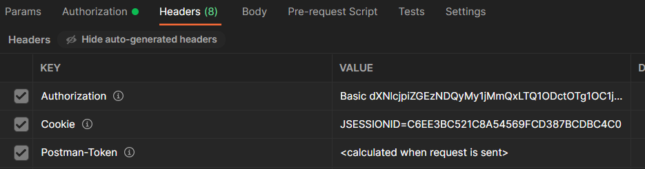 How postman sends the credentials by default